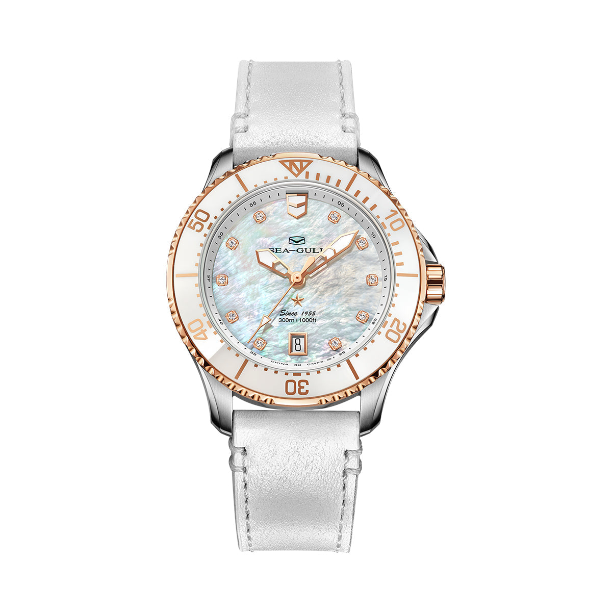 Océan Pro 300m Étanche Nacre Femme Plongée 40mm