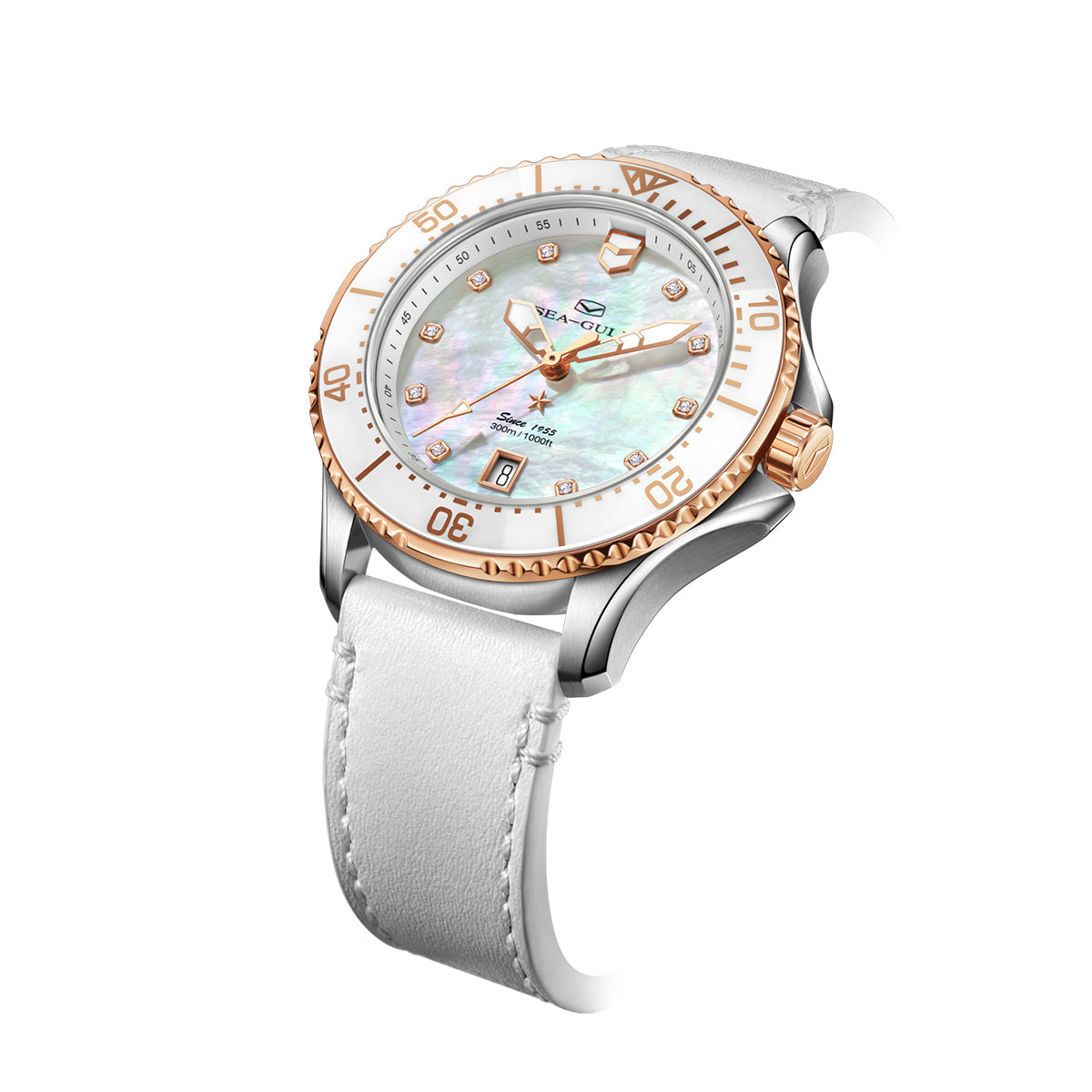 Océan Pro 300m Étanche Nacre Femme Plongée 40mm