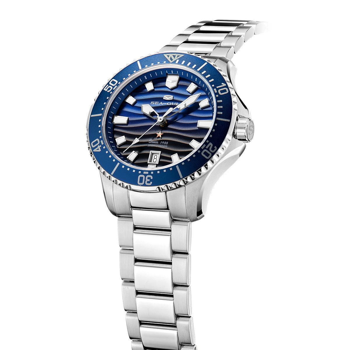 Océan Pro 300m Étanche Dégradé Texturé Vague Plongée 41mm