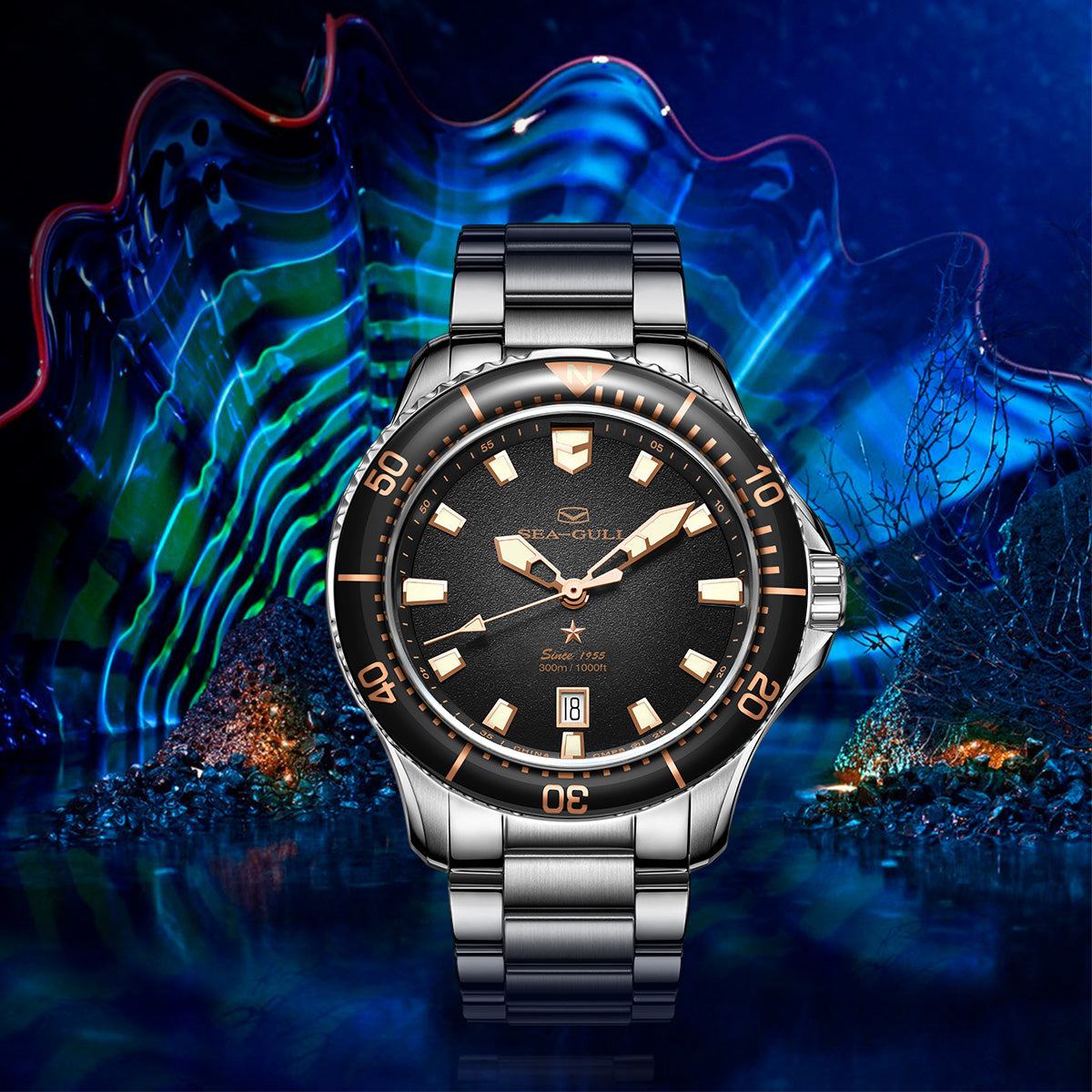 Océan Pro 300m Étanche Plongée 44mm