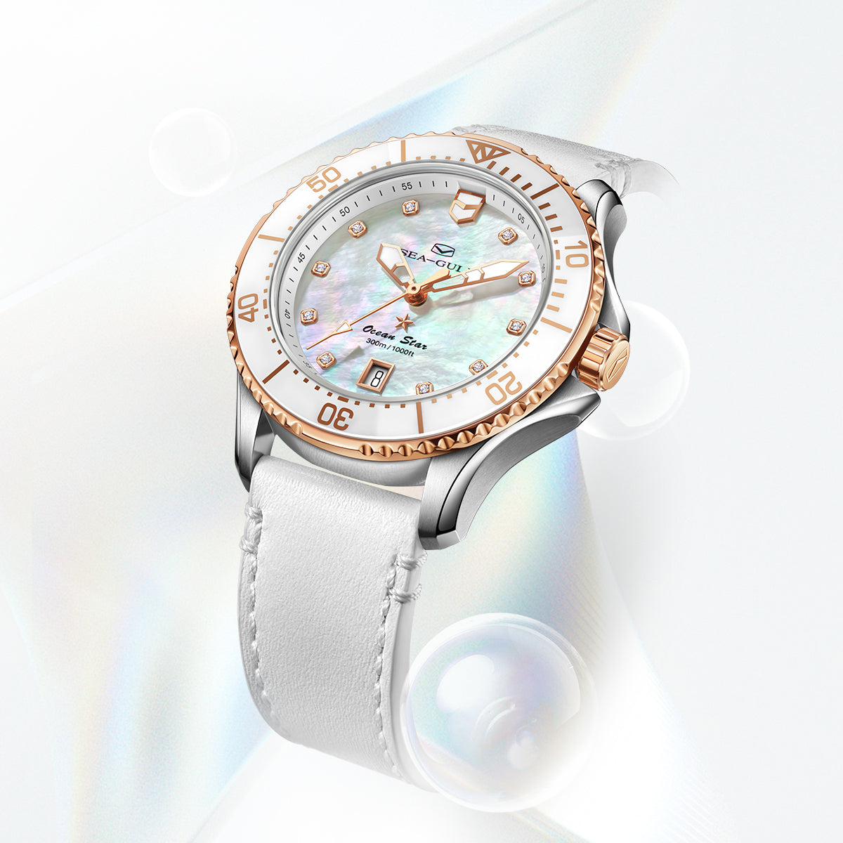 Océan Pro 300m Étanche Nacre Femme Plongée 40mm