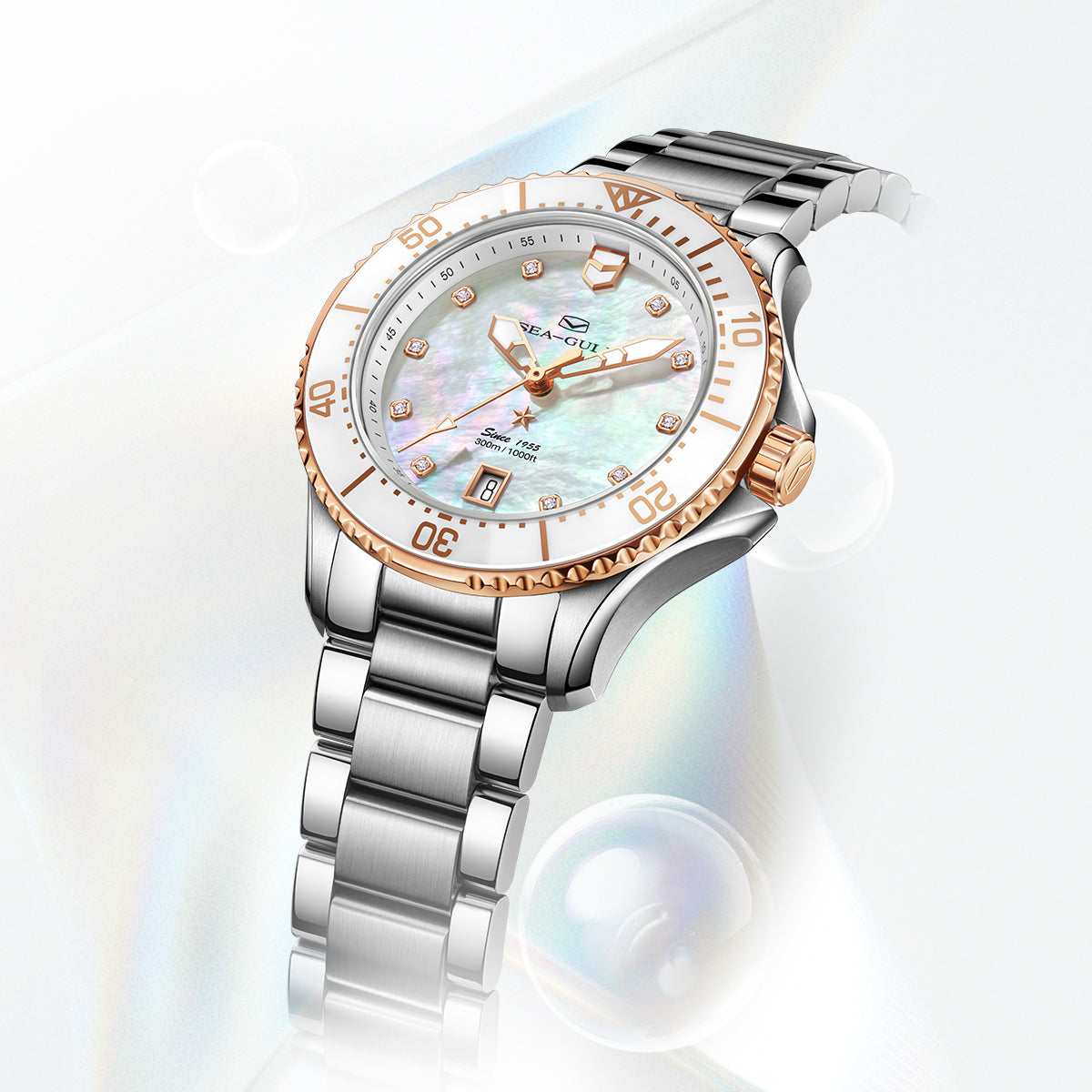 Océan Pro 300m Étanche Nacre Femme Plongée 40mm