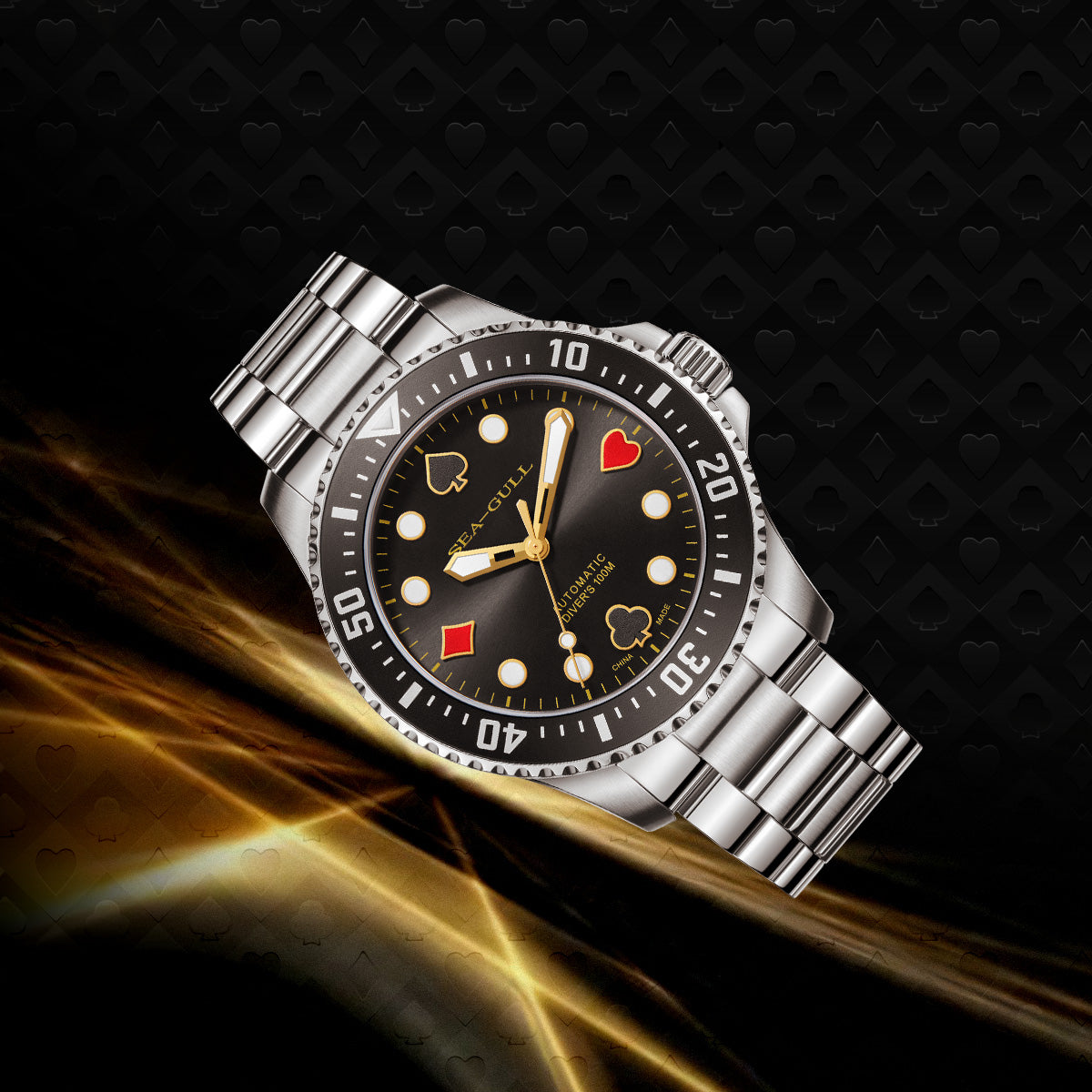 Océan 100m Étanche Poker Master Plongée 44.5mm