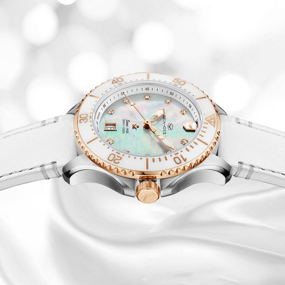 Océan Pro 300m Étanche Nacre Femme Plongée 40mm