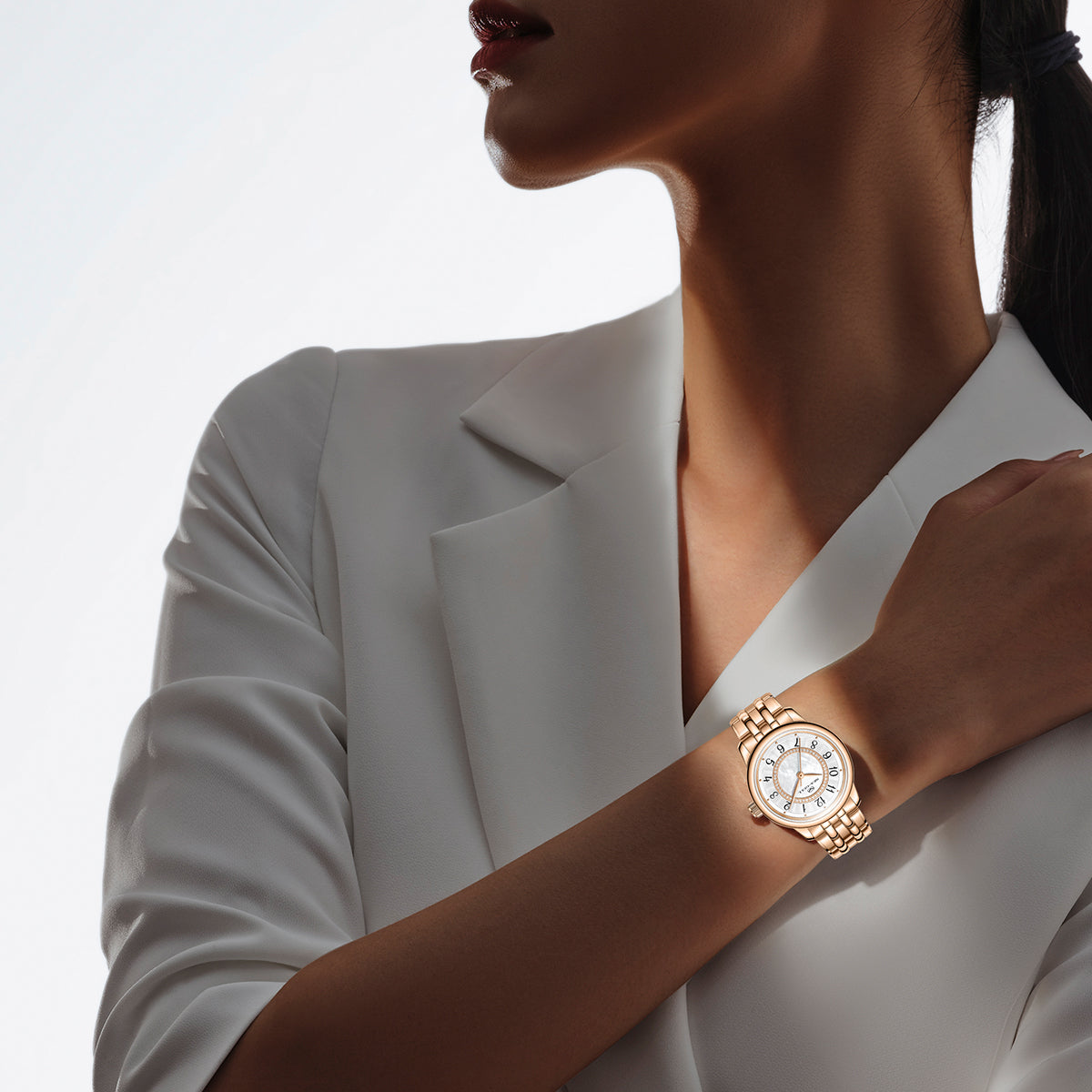 Femme Cercles Concentriques Serti Diamant Habillée 32mm