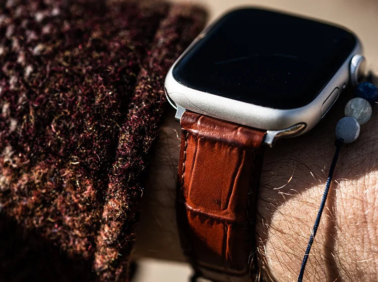 Bracelet Apple Watch en cuir façon croco