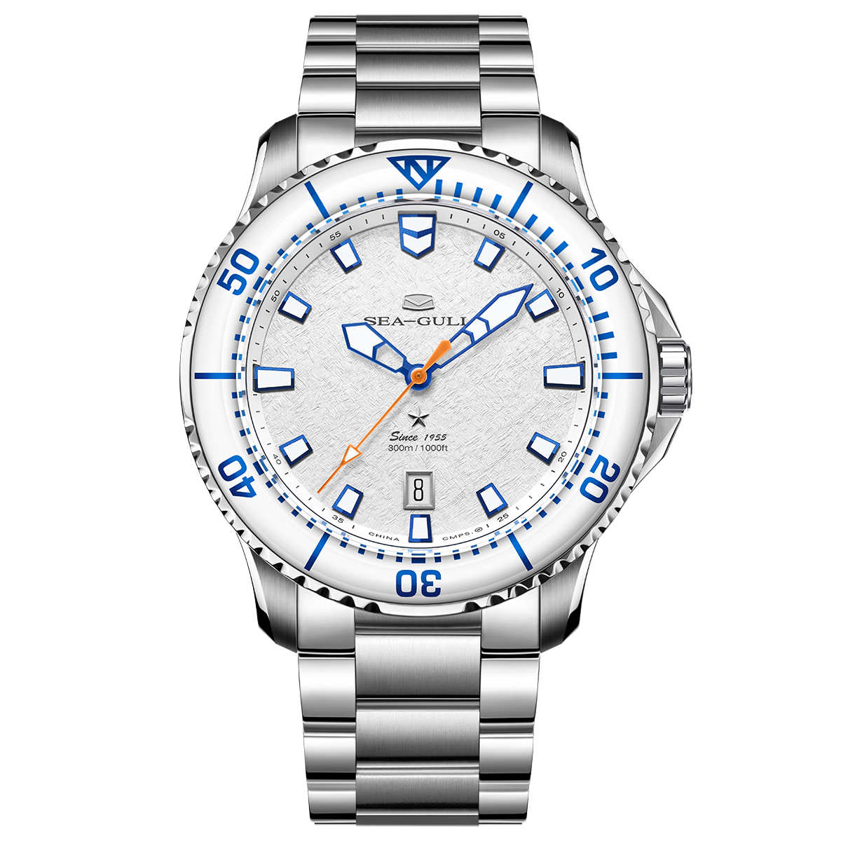 Océan Pro 300m Étanche Aile de Glace Plongée 43.5mm