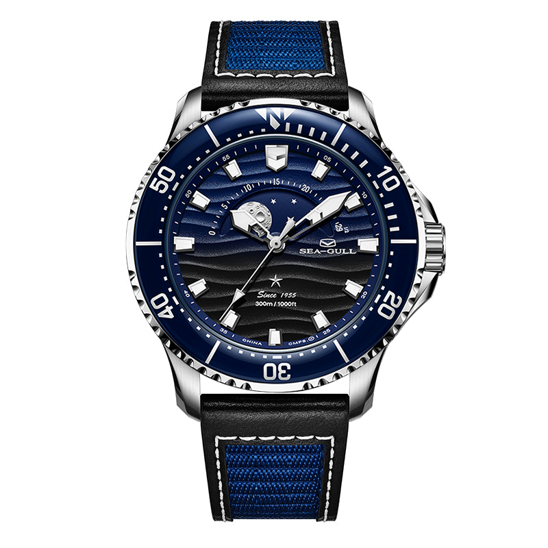 Océan Pro 300m Phase de Lune Dégradé Texturé Vague Plongée 43.5mm