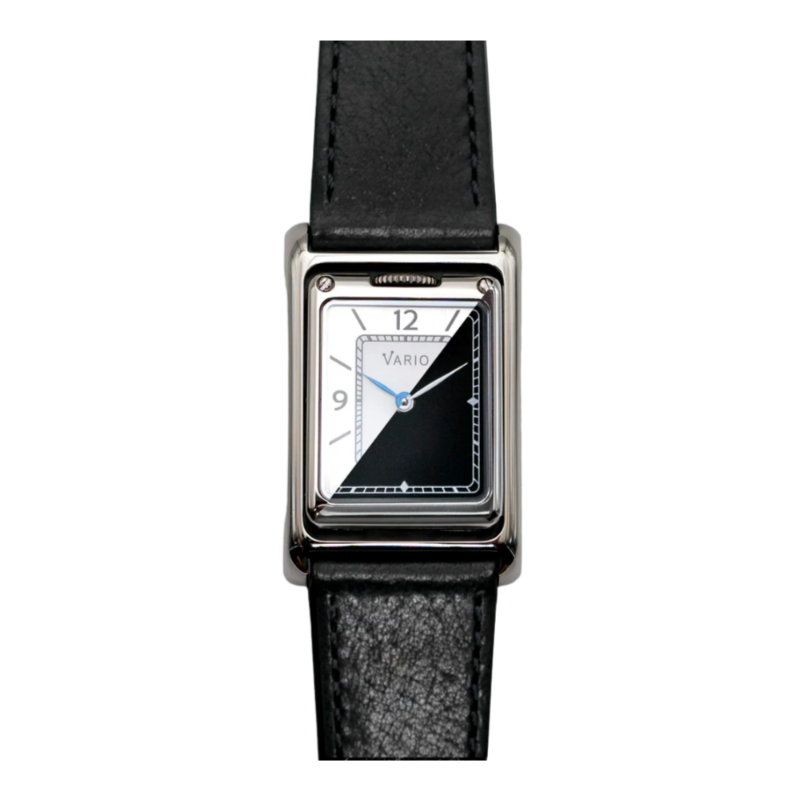 Vario VERSA Reversible Dual Time Silver-Black Watch