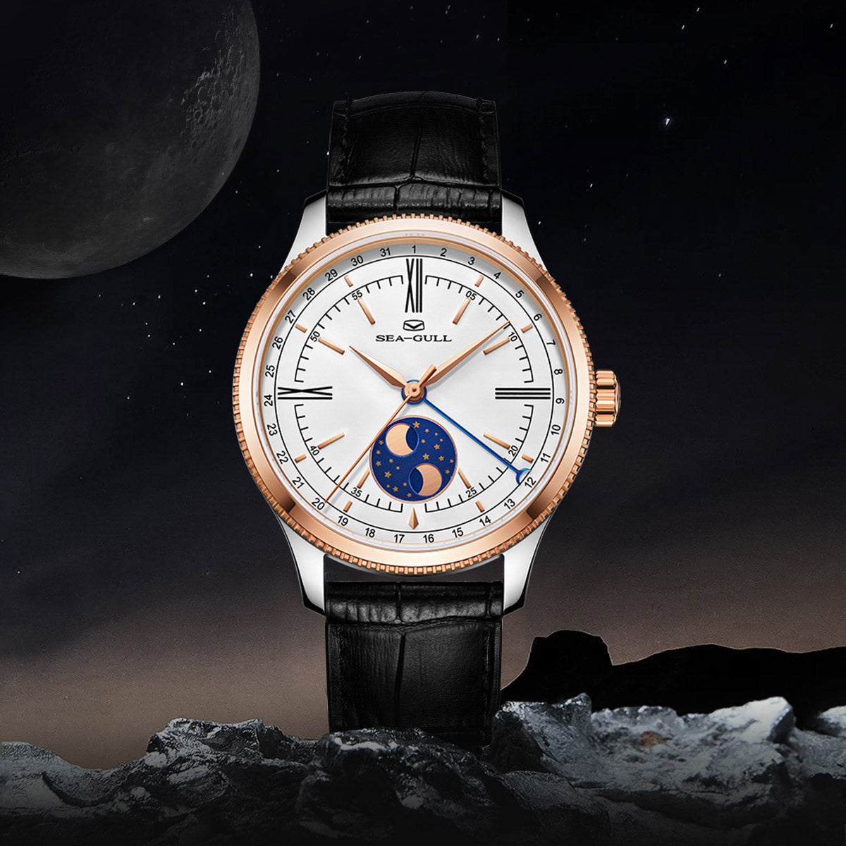 Double Hémisphère Lune Calendrier Habillée 41mm