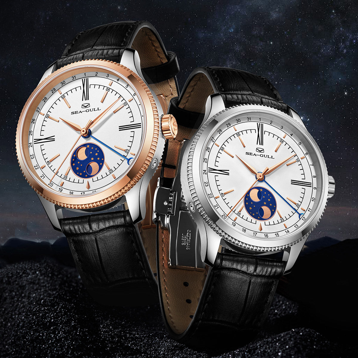 Double Hémisphère Lune Calendrier Habillée 41mm