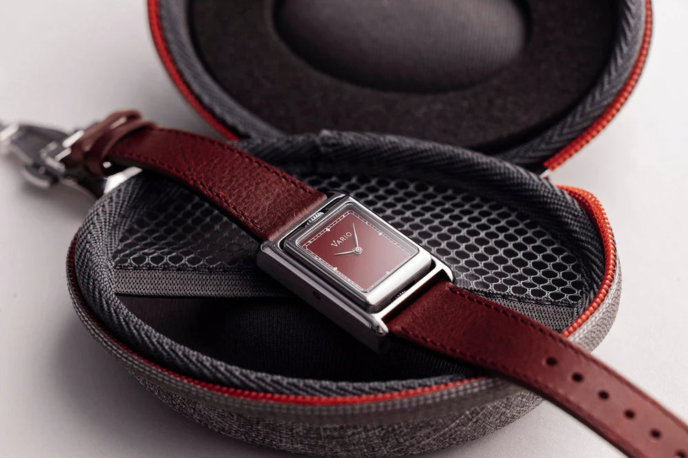 Vario VERSA Reversible Dual Time Gunmetal-Red Watch