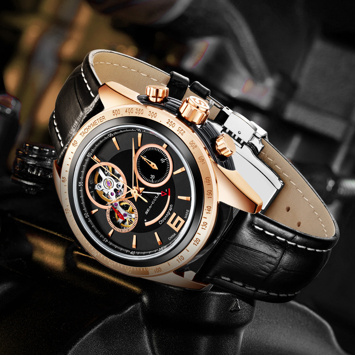 Style Course Réserve de Marche Tachymètre Complication Chronographe 42mm