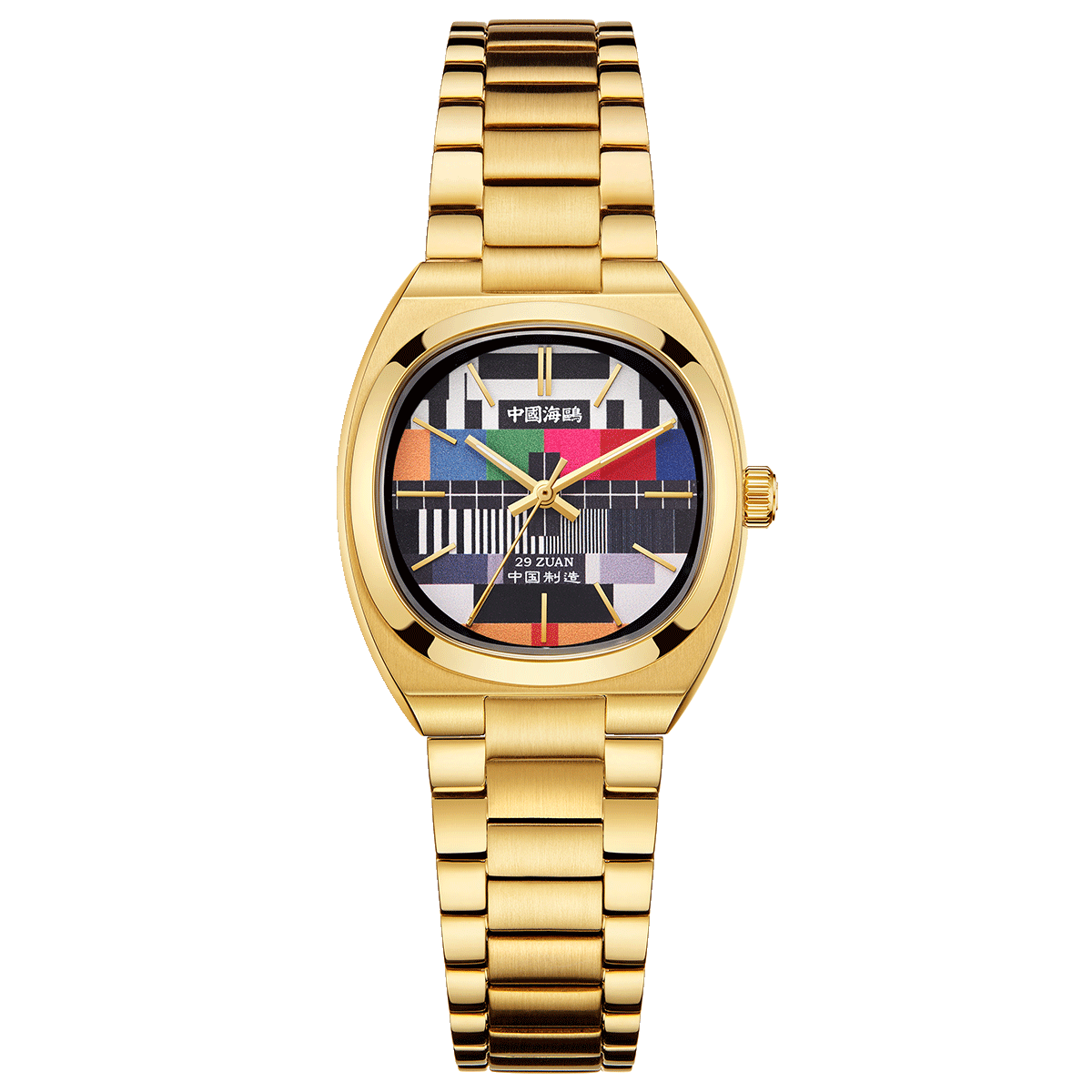 Doré Tonneau TV Jour-Date Calendrier Couple 34mm/30mm