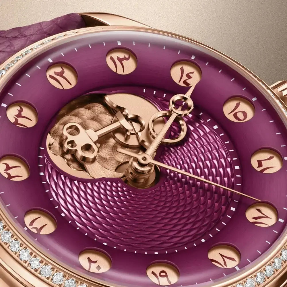 OLTO·8 Chrono Gate Burgundy Moissanite - Eastern Arabic Numerals