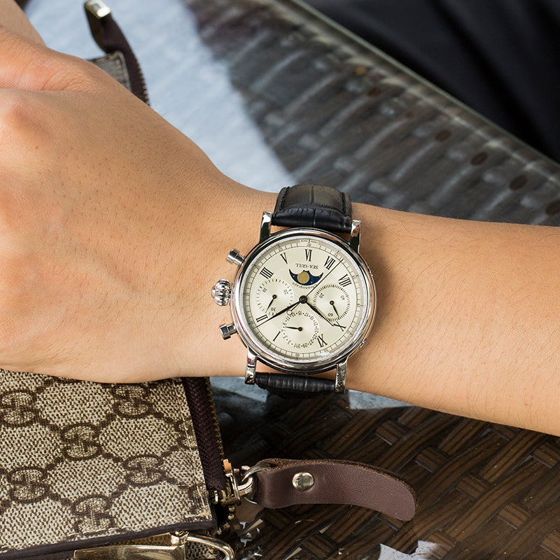 Extraordinaire Multifonction Phase de Lune Chronographe 41mm