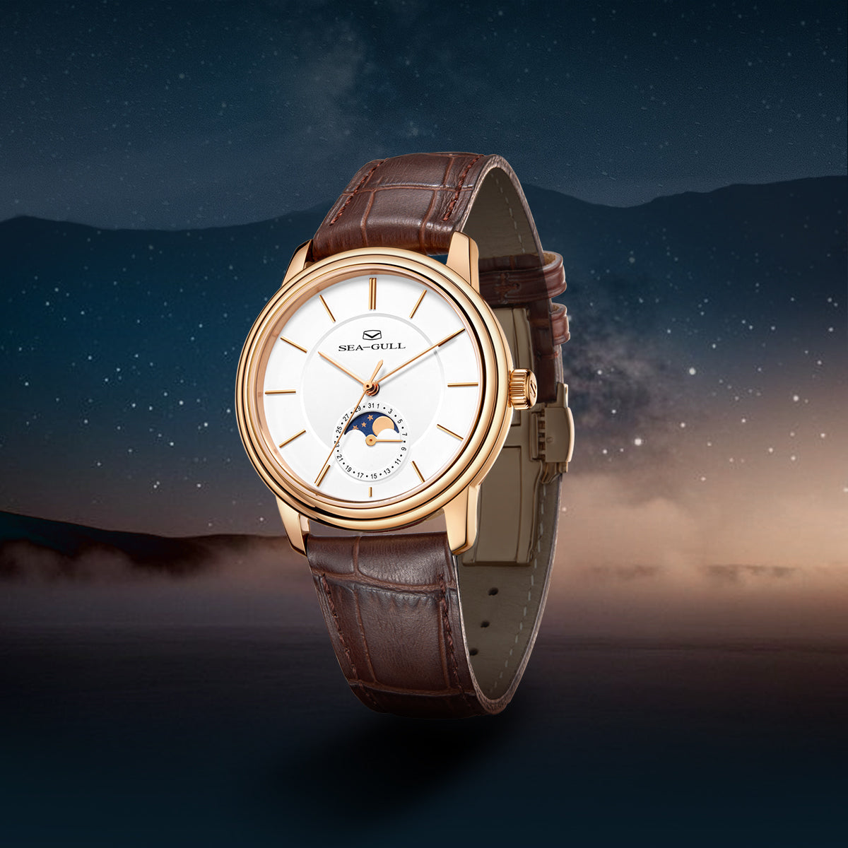 Ultra-fin Phase de Lune Habillée 38mm