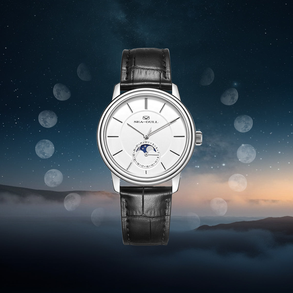 Ultra-fin Phase de Lune Habillée 38mm