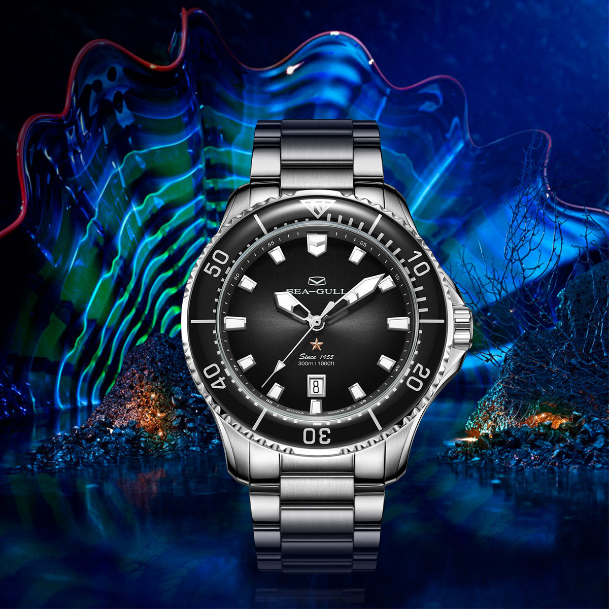 Océan Pro 300m Étanche Plongée 44mm