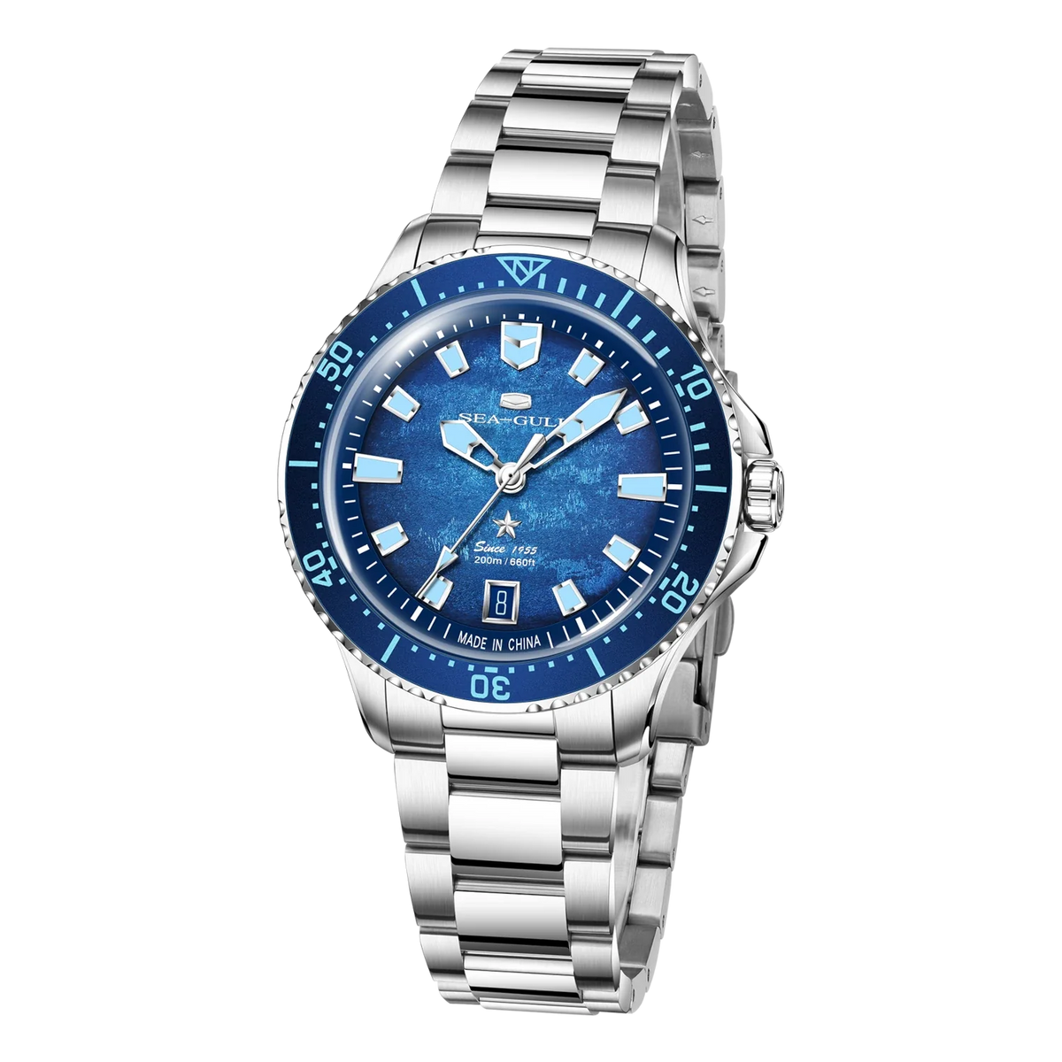 Océan 200m Métallique Dégradé Calendrier Plongée 39mm