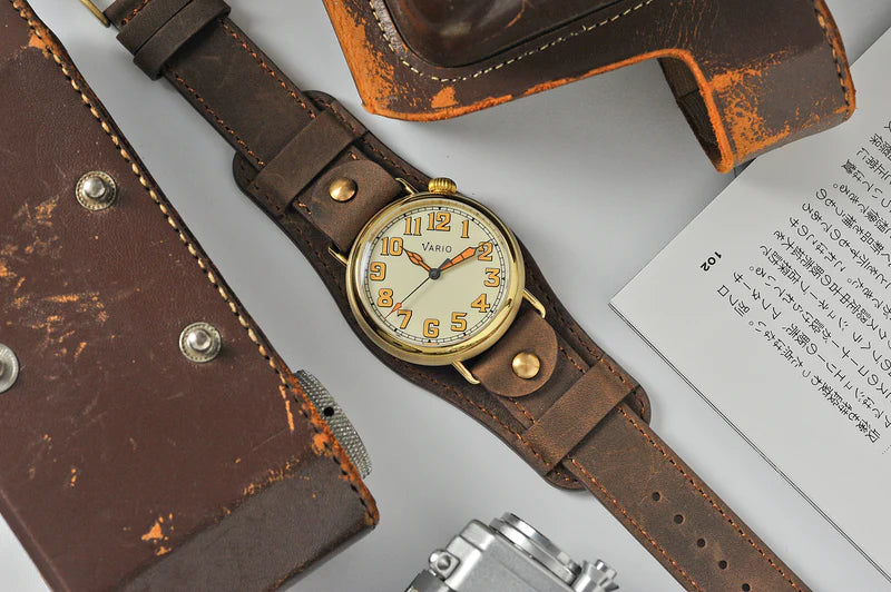 Vario 1918 Pilot Brass Cream Dial with Orange