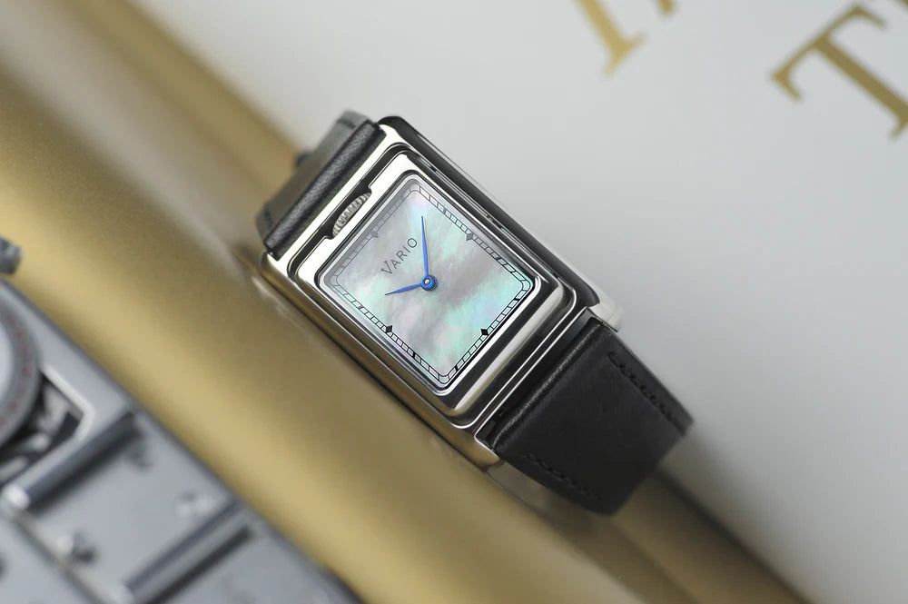 Vario VERSA Reversible Dual Time Silver-White Mother of Pearl Watch