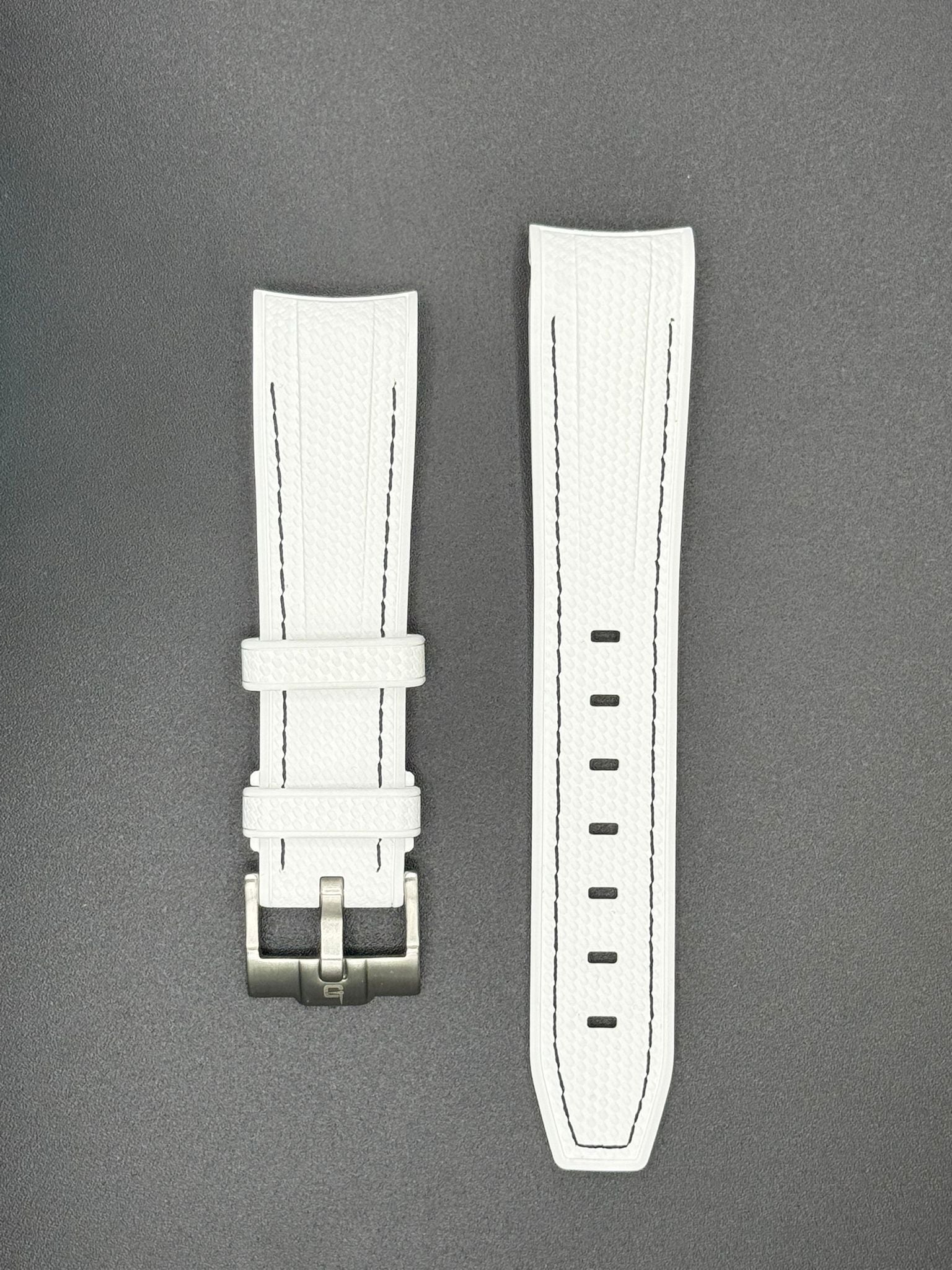 Bracelet en caoutchouc blanc coutures noires pour MoonSwatch et montres Omega