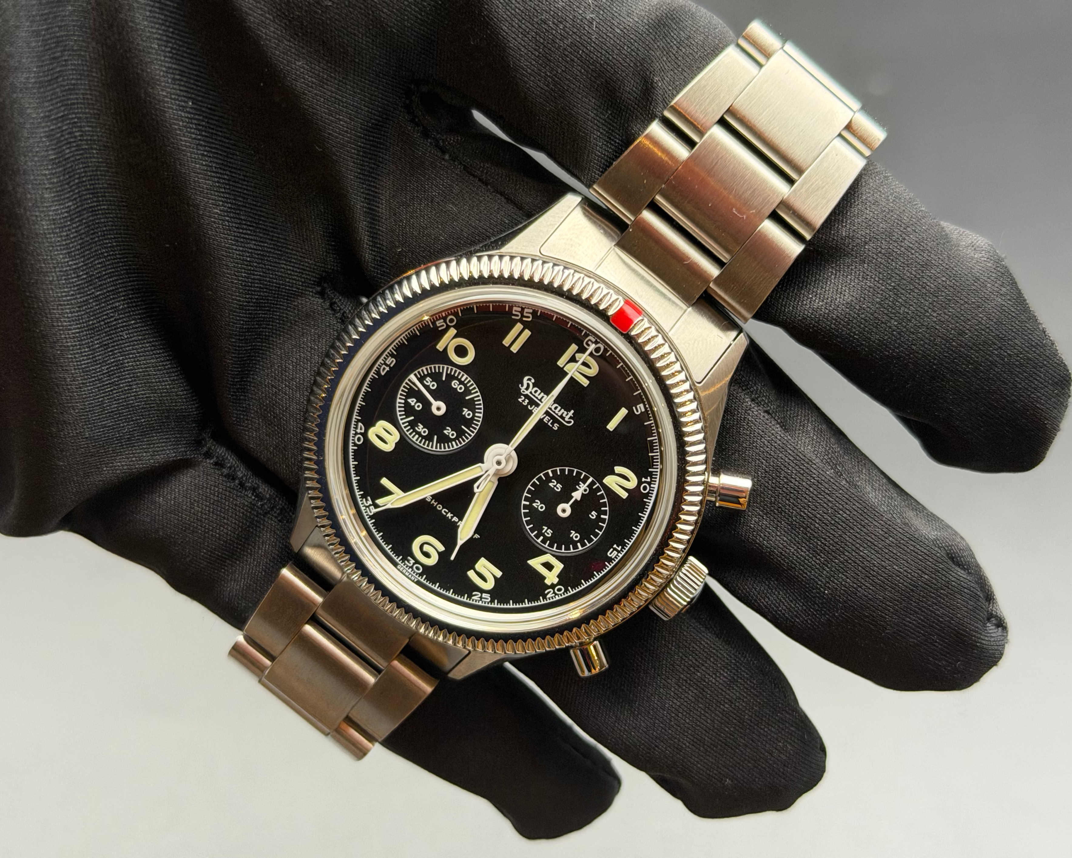 Hanhart 417 ES 1954 – Chronographe pilote 42 mm acier