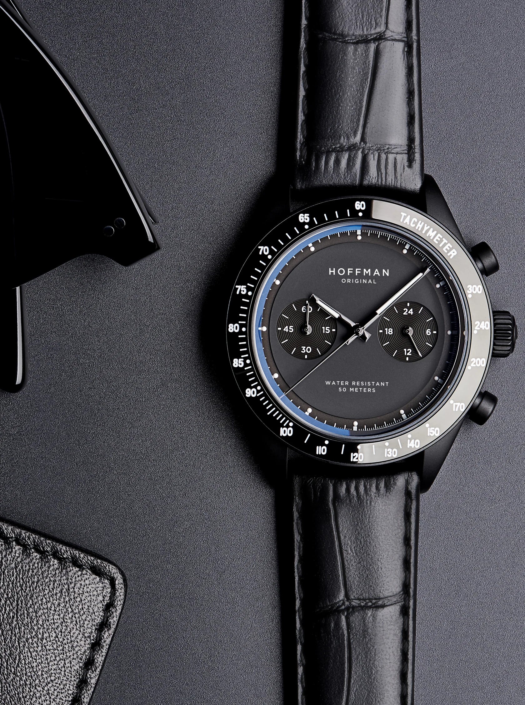 Leather Bracelet with Black PVD Buckle
