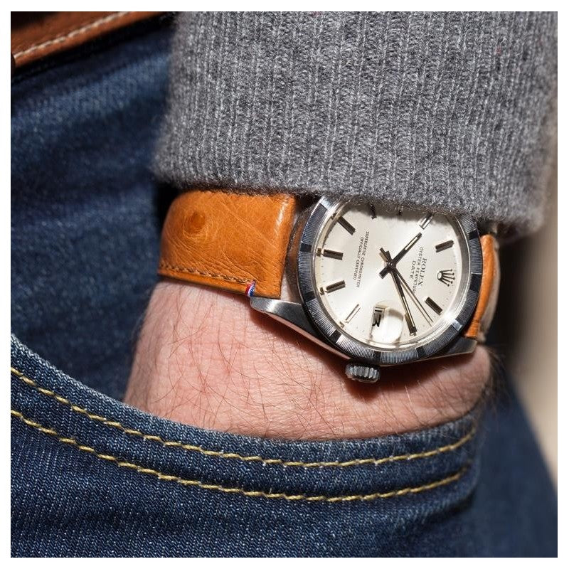 Bracelet de montre en cuir d'autruche camel