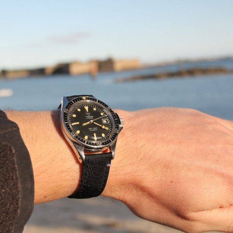 Bracelet de montre toile PORT LOUIS noir