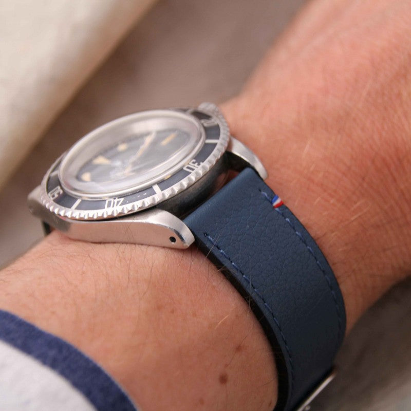 Bracelet de montre cuir SAINT BRIAC bleu nuit
