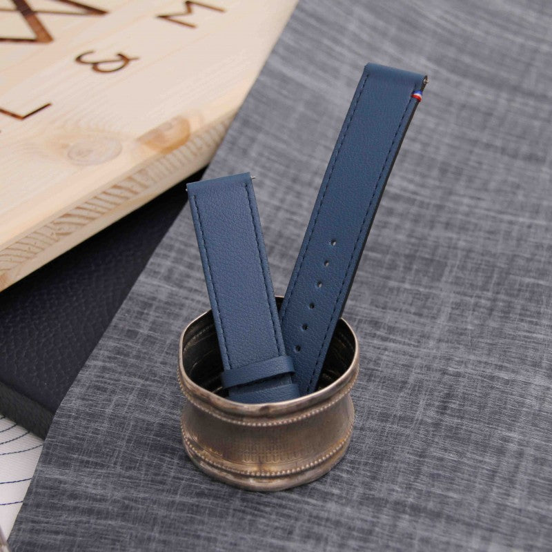 Bracelet de montre cuir SAINT BRIAC bleu nuit