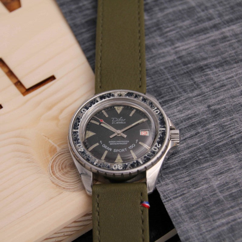 Bracelet de montre cuir SAINT BRIAC kaki