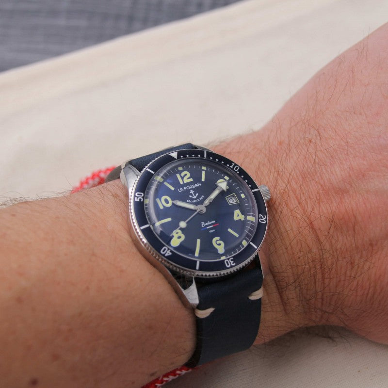 Bracelet de montre cuir PLOUGASTEL navy