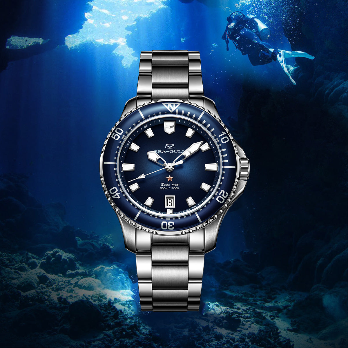 Océan Pro 300m Étanche Plongée 41mm