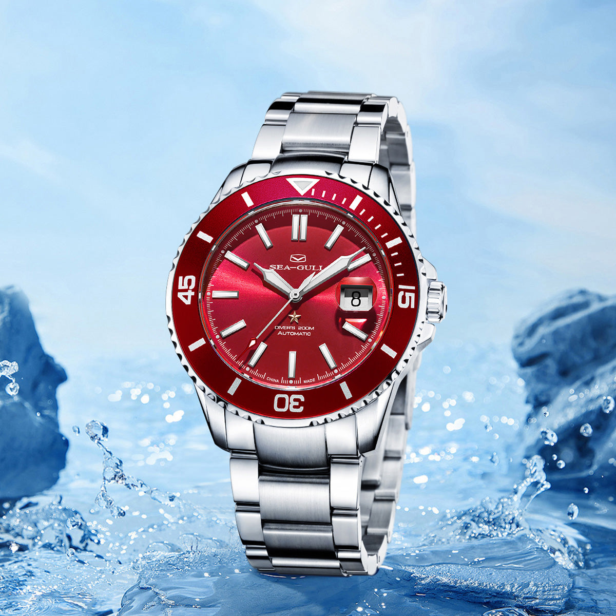 Océan 200m Étanche Fond Gravé Plongée 44mm
