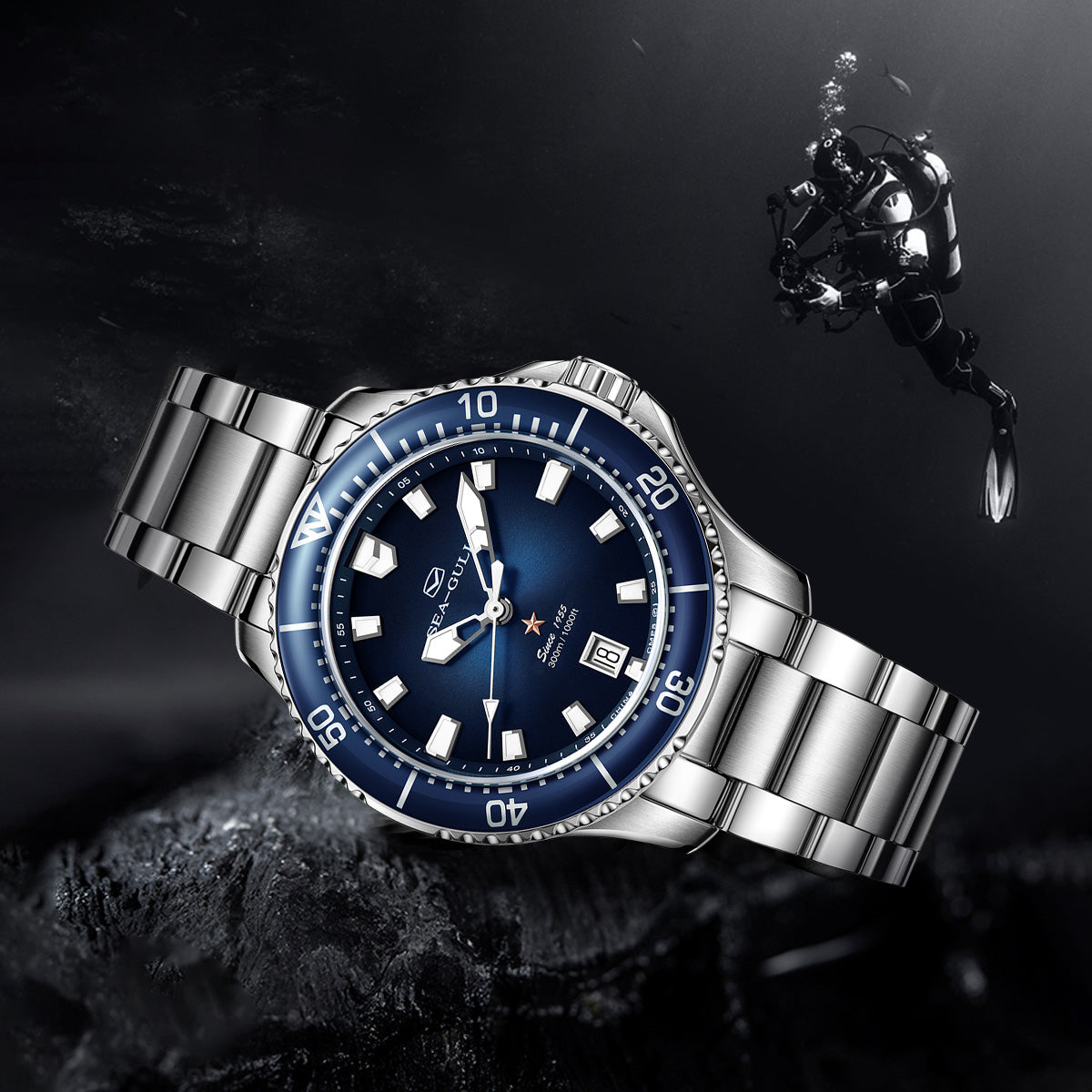 Océan Pro 300m Étanche Plongée 41mm