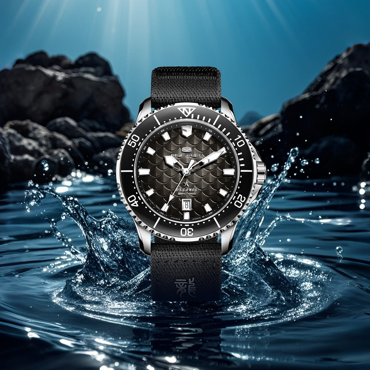 Océan Pro "Rois Dragons des Quatre Mers" Cadran Écailles de Dragon 300m Étanche Plongée 44mm