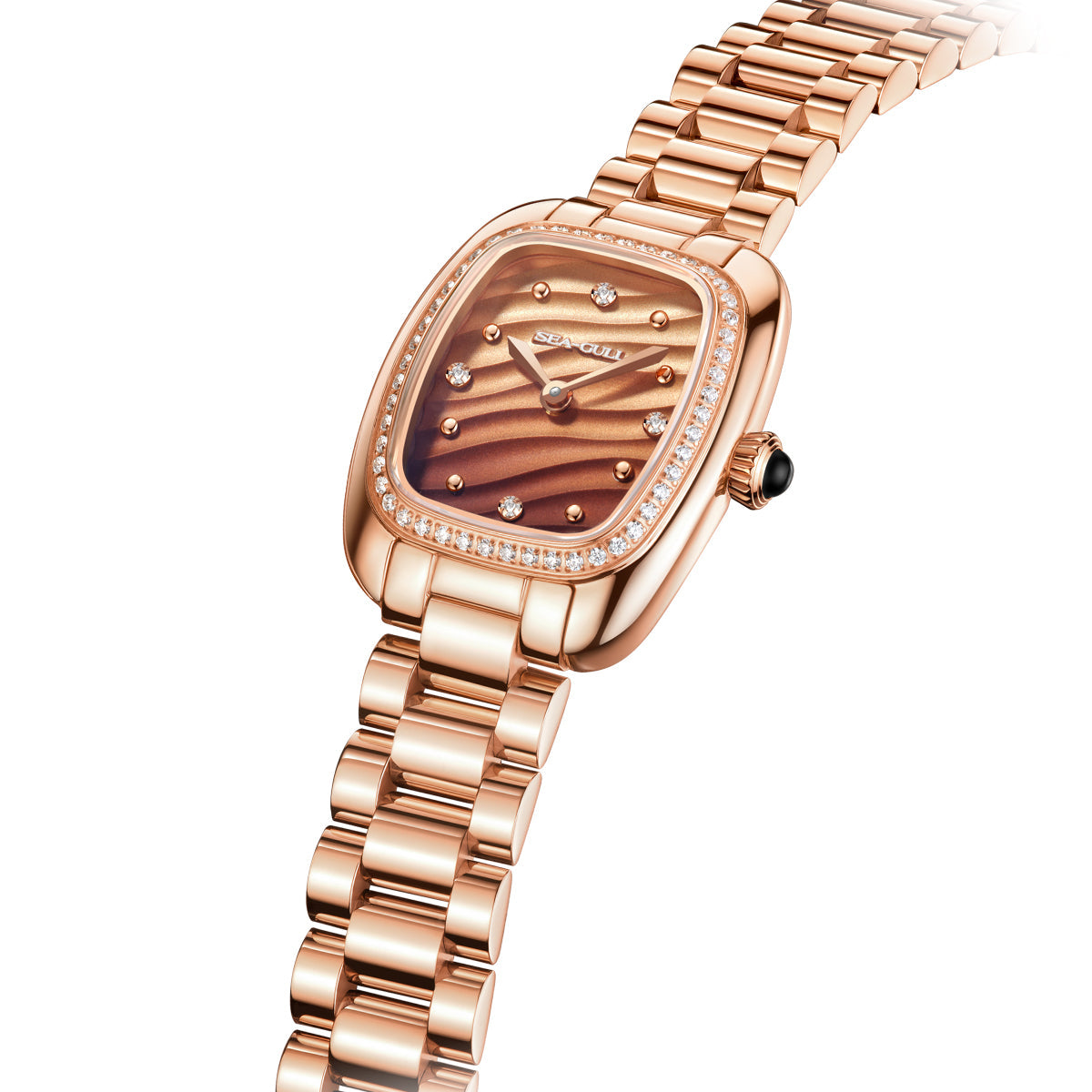 Femme Texturé Vague Serti Diamant Femme 30mm