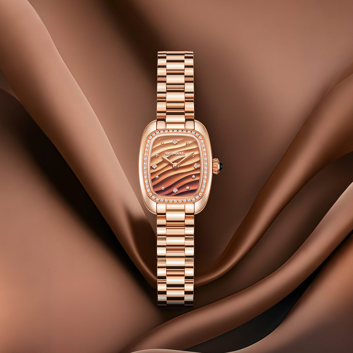 Femme Texturé Vague Serti Diamant Femme 30mm