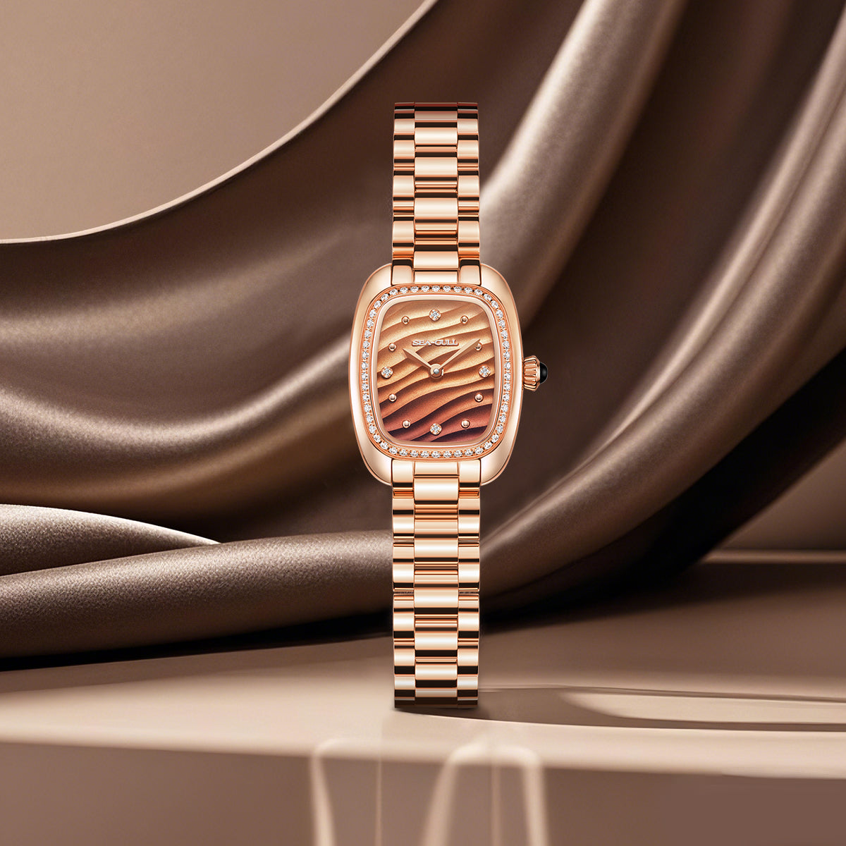 Femme Texturé Vague Serti Diamant Femme 30mm