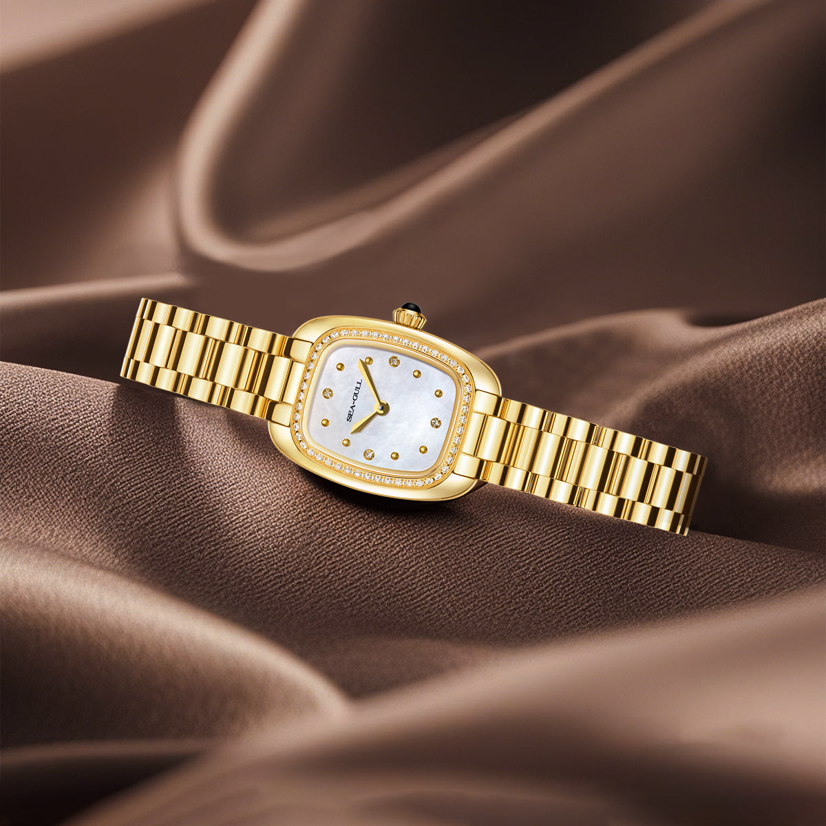 Femme Texturé Vague Serti Diamant Femme 30mm
