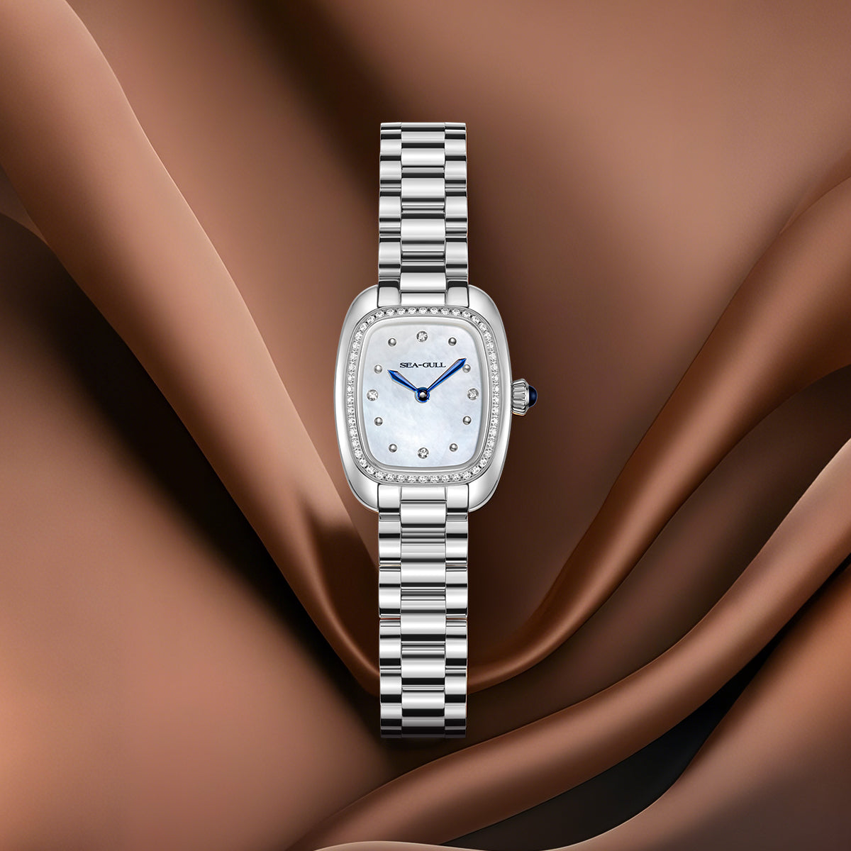 Femme Texturé Vague Serti Diamant Femme 30mm
