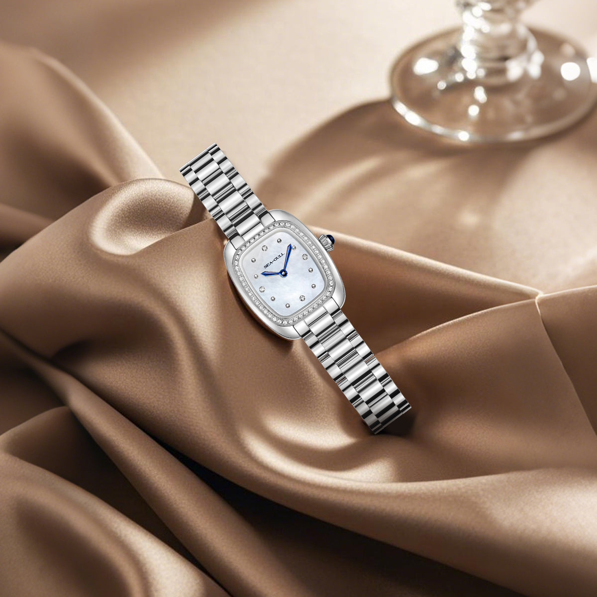 Femme Texturé Vague Serti Diamant Femme 30mm