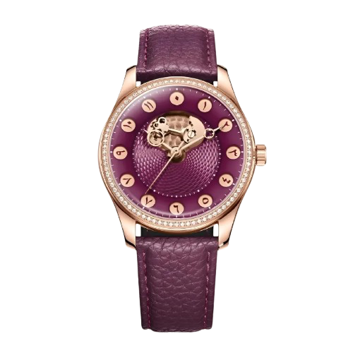 OLTO·8 Chrono Gate Burgundy Moissanite - Eastern Arabic Numerals