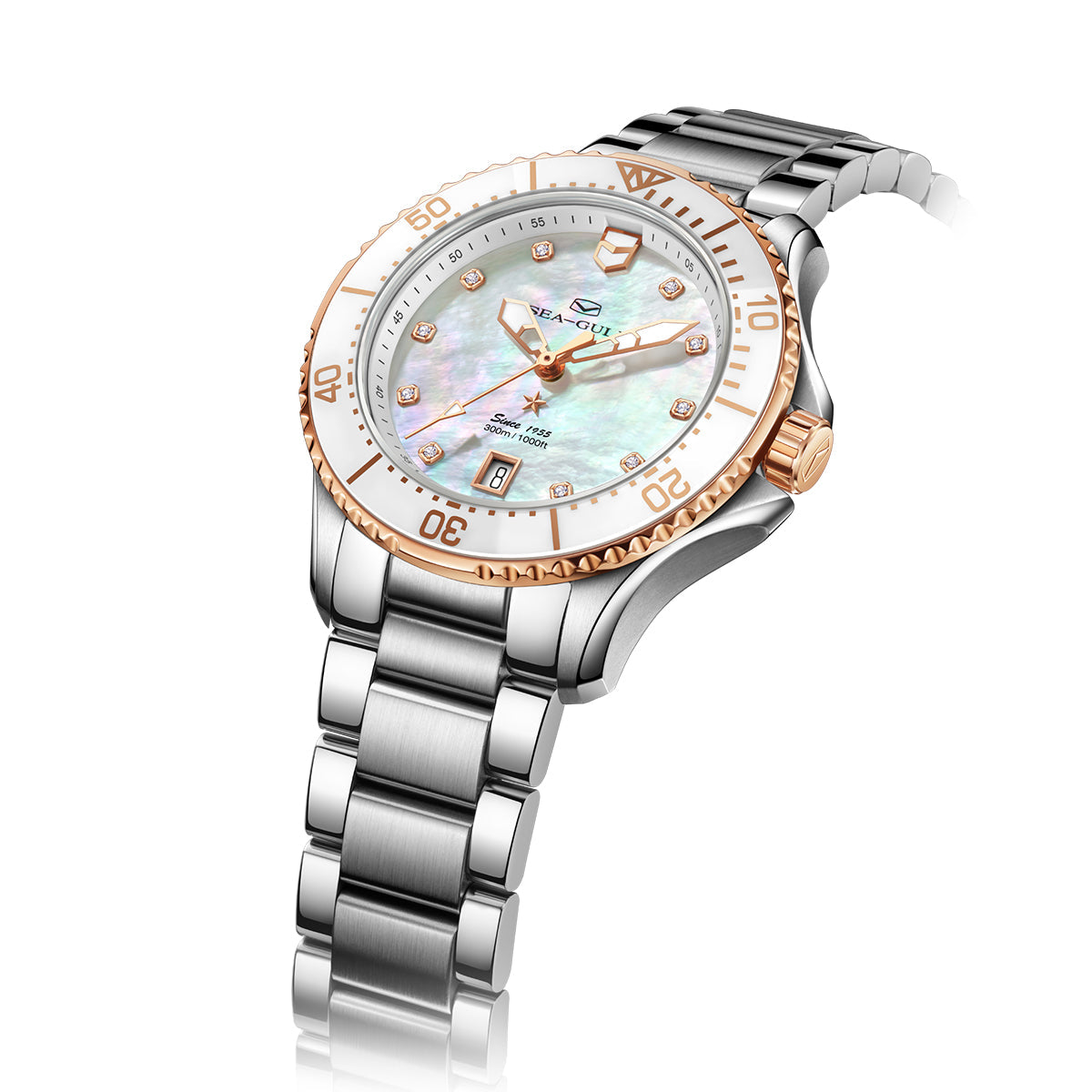 Océan Pro 300m Étanche Nacre Femme Plongée 40mm