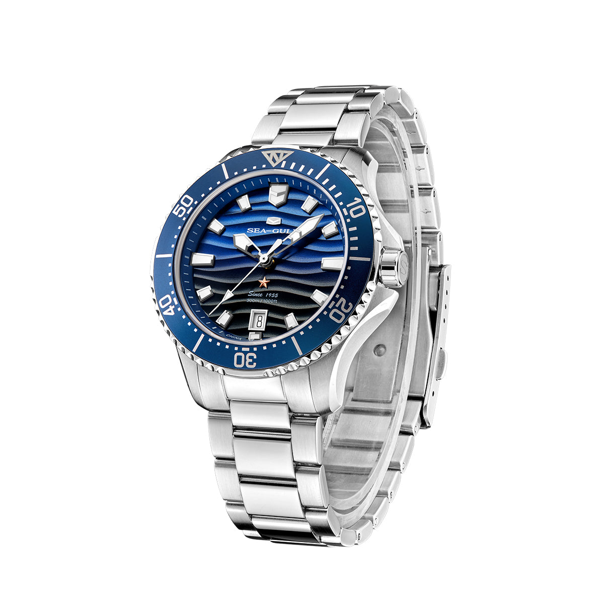 Océan Pro 300m Étanche Dégradé Texturé Vague Plongée 41mm