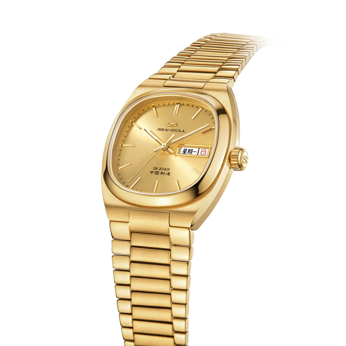 Jour-Date Calendrier Tonneau Doré 36mm
