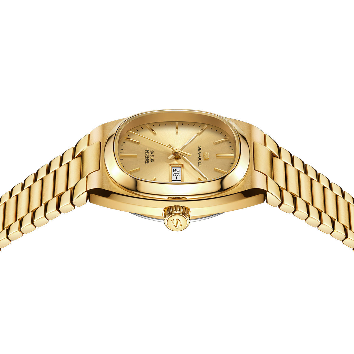 Jour-Date Calendrier Tonneau Doré 36mm